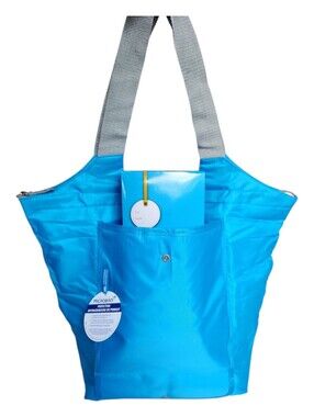 Blue Women's Tote with Light Gray Straps